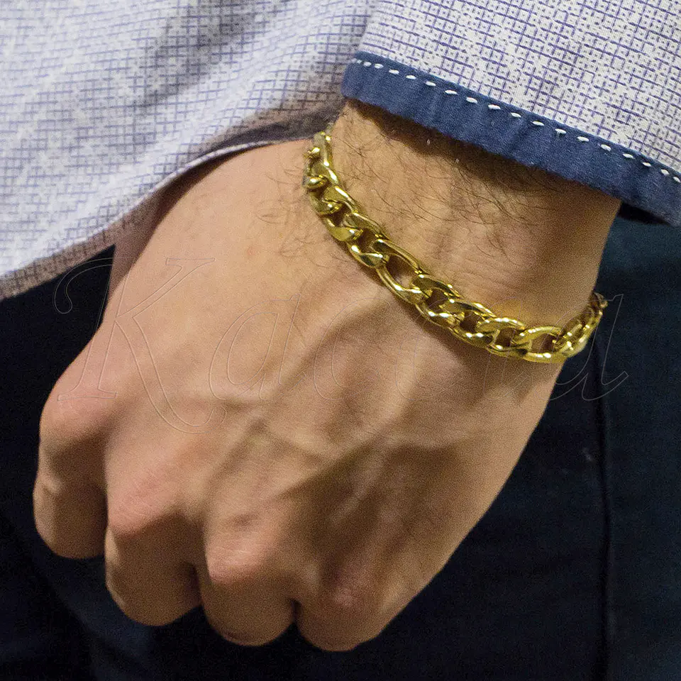 Pulseira Masculina Asís Dourado Aço Inox 2