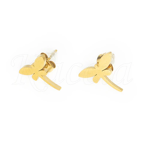Brincos em Aço Mini Libélula Dourado