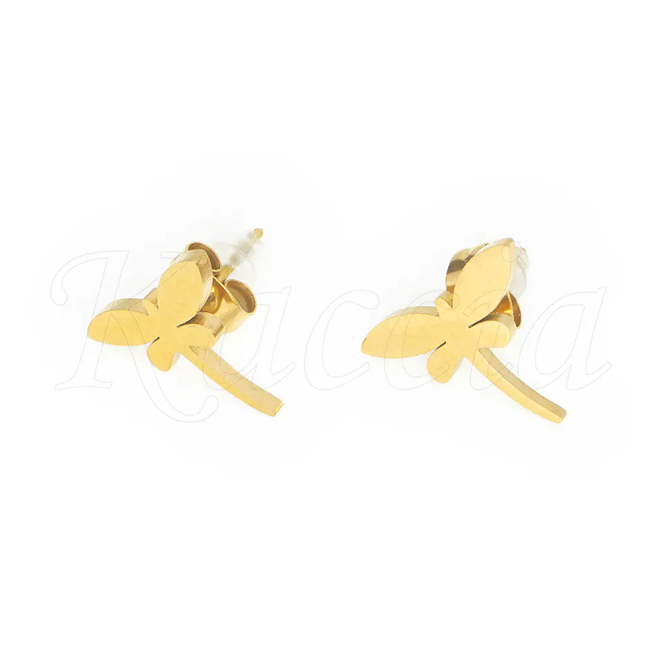 Brincos em Aço Mini Libélula Dourado 1