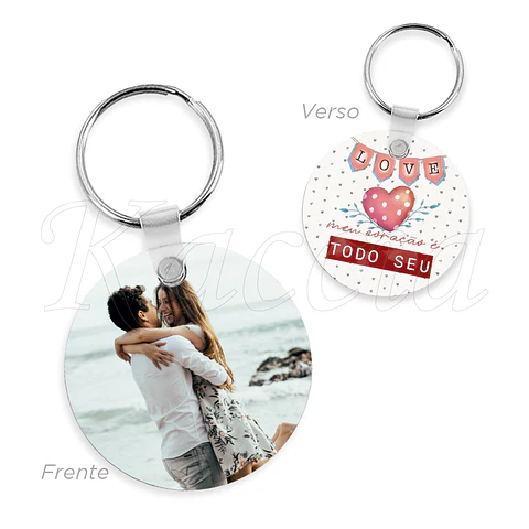 Porta-chaves Personalizado Redondo com Foto Coração