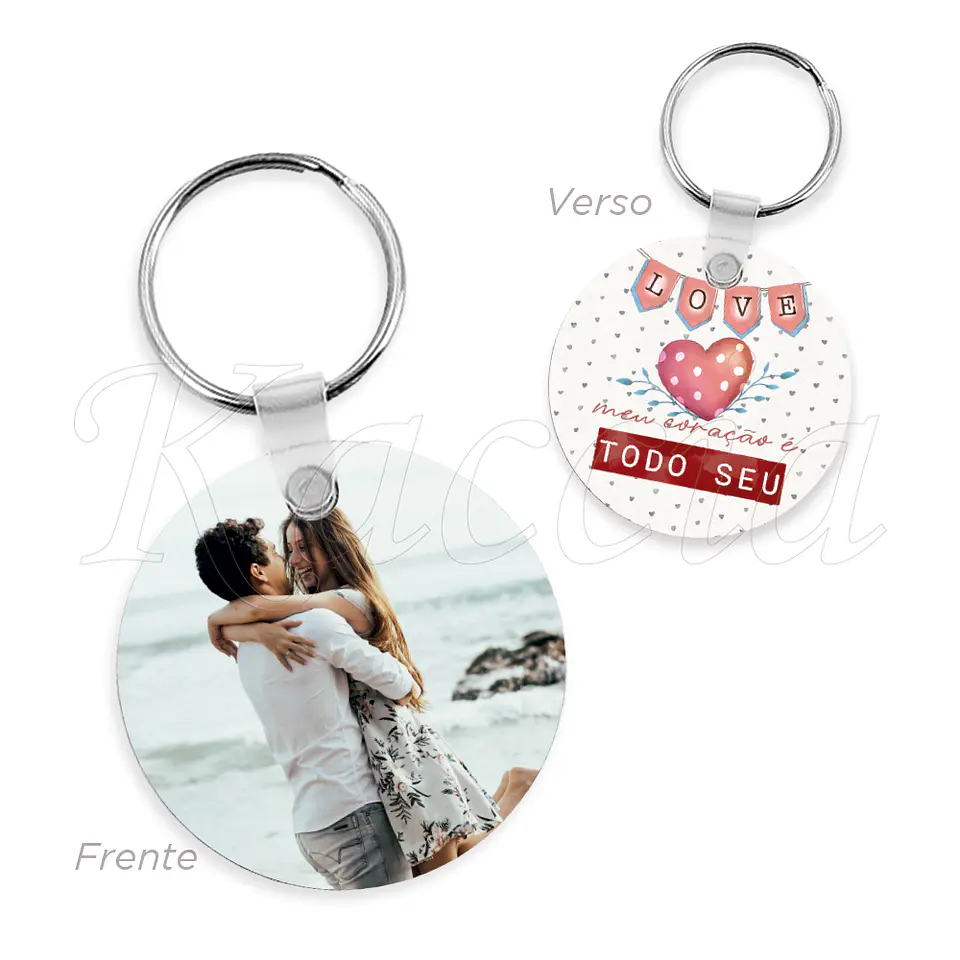 Porta-chaves Personalizado Redondo com Foto Coração 1