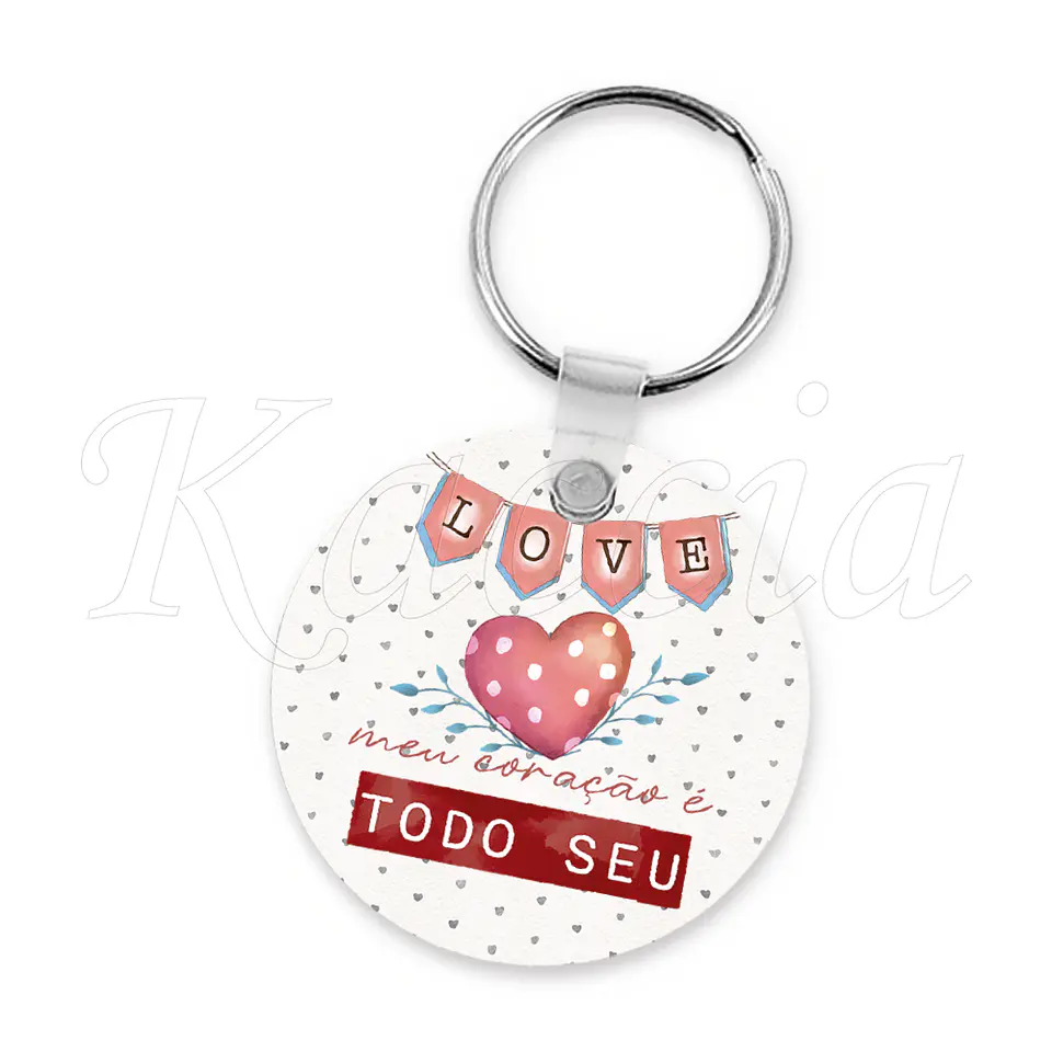 Porta-chaves Personalizado Redondo com Foto Coração 3