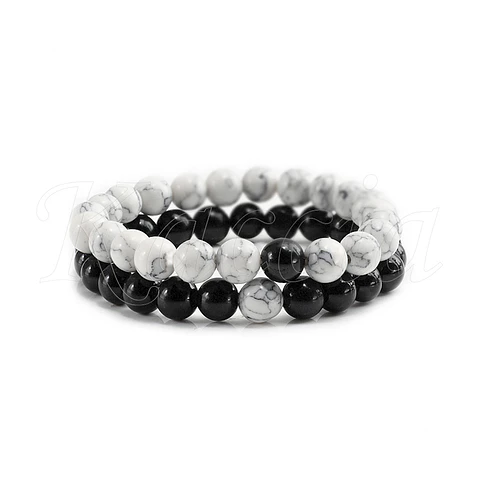Conjunto Pulseiras para Casal Howlita Yin Yang