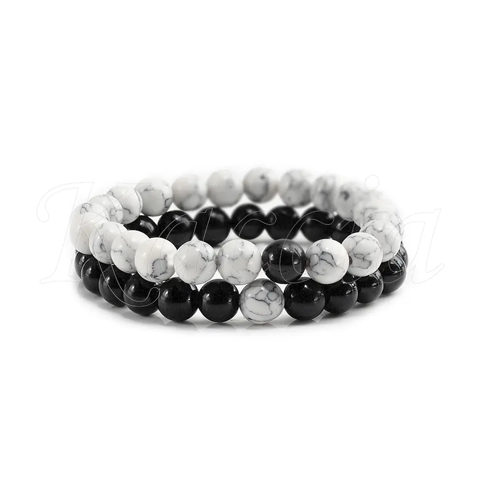 Conjunto Pulseiras para Casal Howlita Yin Yang 2