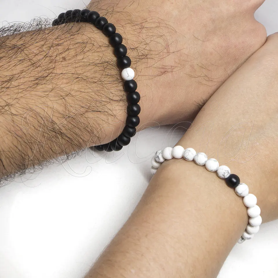 Conjunto Pulseiras para Casal Howlita Yin Yang 3
