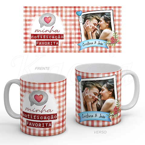 Caneca Personalizada Notificação Favorita com Nomes e Foto