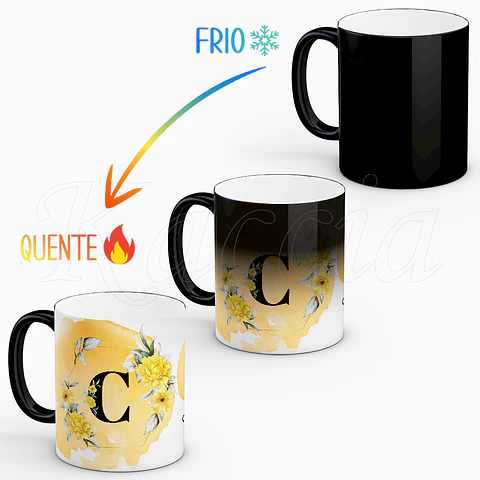 Caneca Personalizada Inicial Yellow Flower