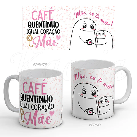 Caneca Café Quentinho Coração Mãe