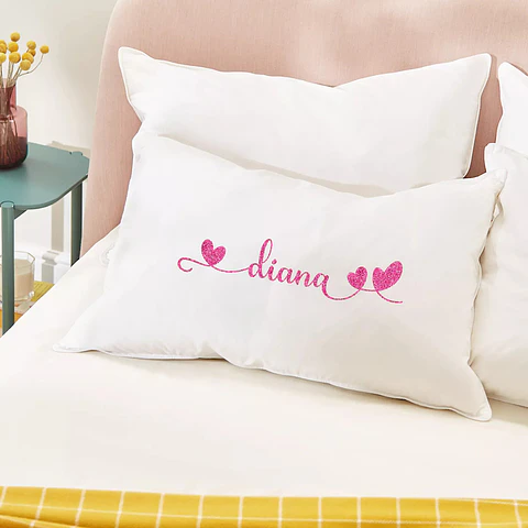 Fronha Personalizada Nome Glitter Pink