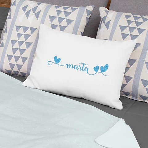 Fronha Personalizada Nome Glitter Blue