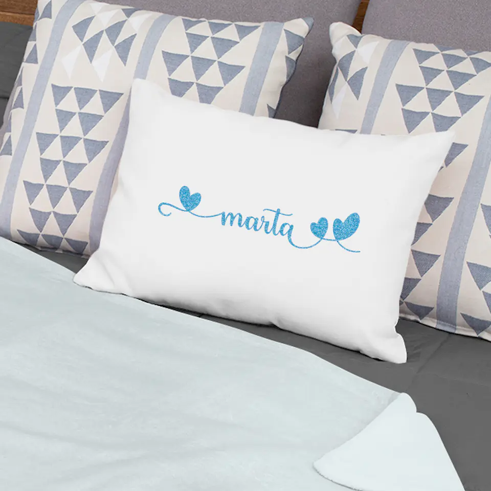 Fronha Personalizada Nome Glitter Blue 1