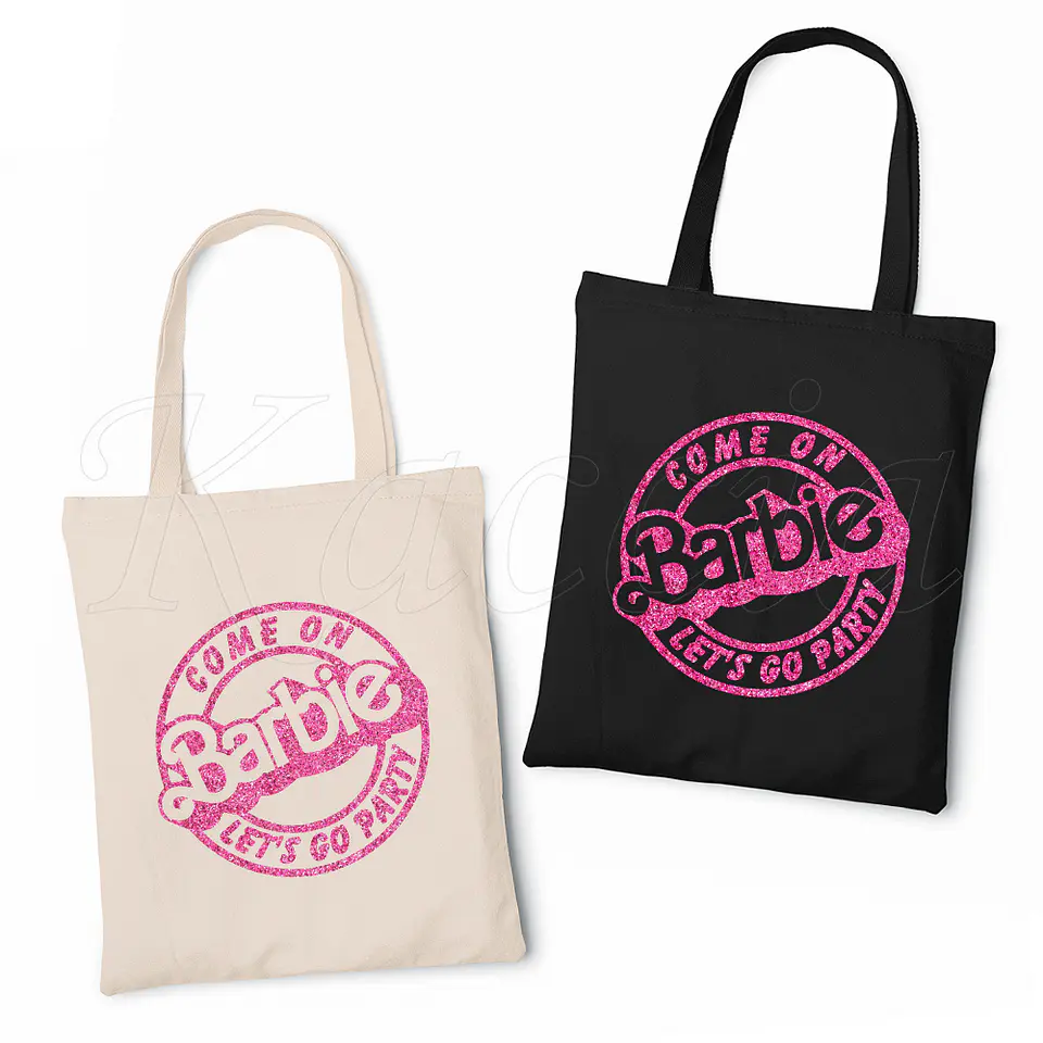 Saco Tote Bag Glitter Barbie Let's Go Party 1