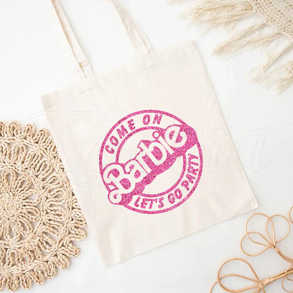 Saco Tote Bag Glitter Barbie Let's Go Party 4