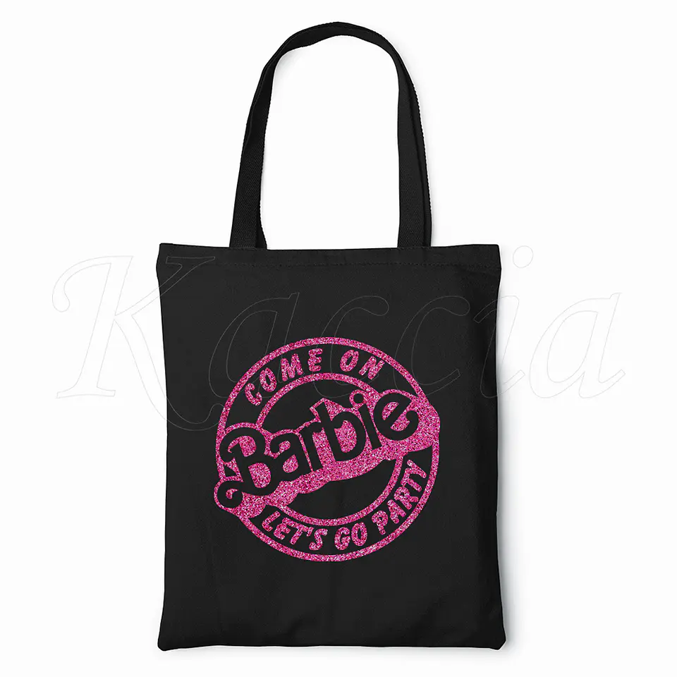 Saco Tote Bag Glitter Barbie Let's Go Party 3