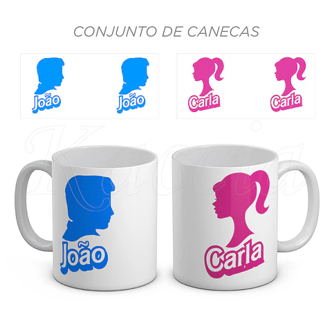 Conjunto de Canecas Personalizadas Barbie & Ken