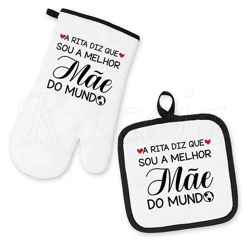 Conjunto Luva e Pega de Cozinha Personalizadas Melhor do Mundo