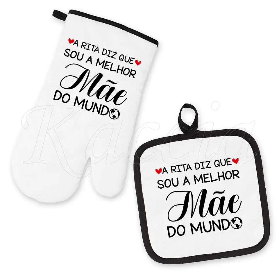 Conjunto Luva e Pega de Cozinha Personalizadas Melhor do Mundo 1