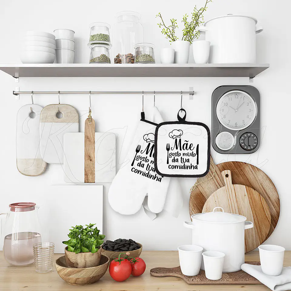 Conjunto Luva e Pega de Cozinha Personalizadas Gosto da tua Comidinha 4