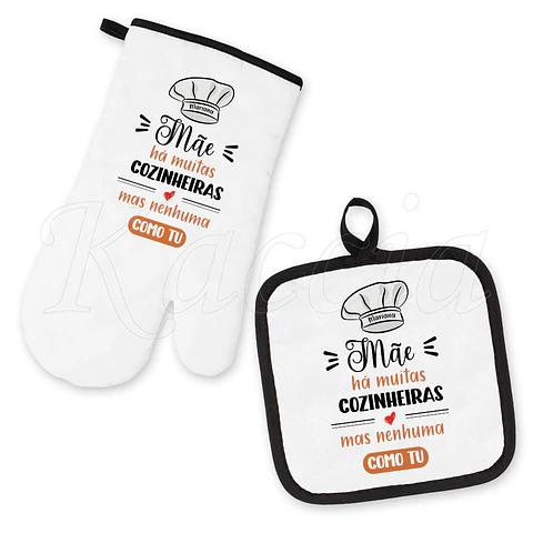 Conjunto Luva e Pega de Cozinha Personalizadas Nenhuma como Tu