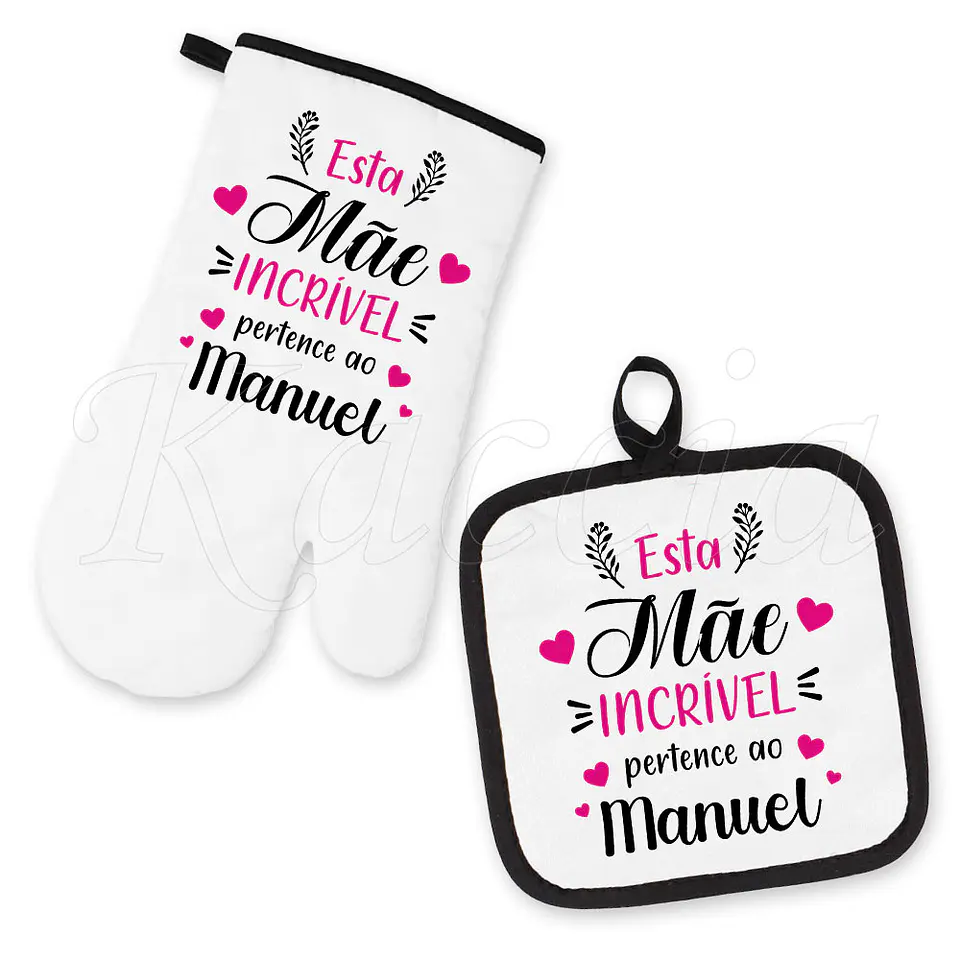 Conjunto Luva e Pega de Cozinha Personalizadas Incrível 1