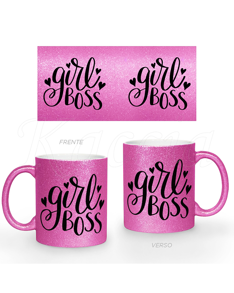 Caneca Glitter Rosa Girl Boss