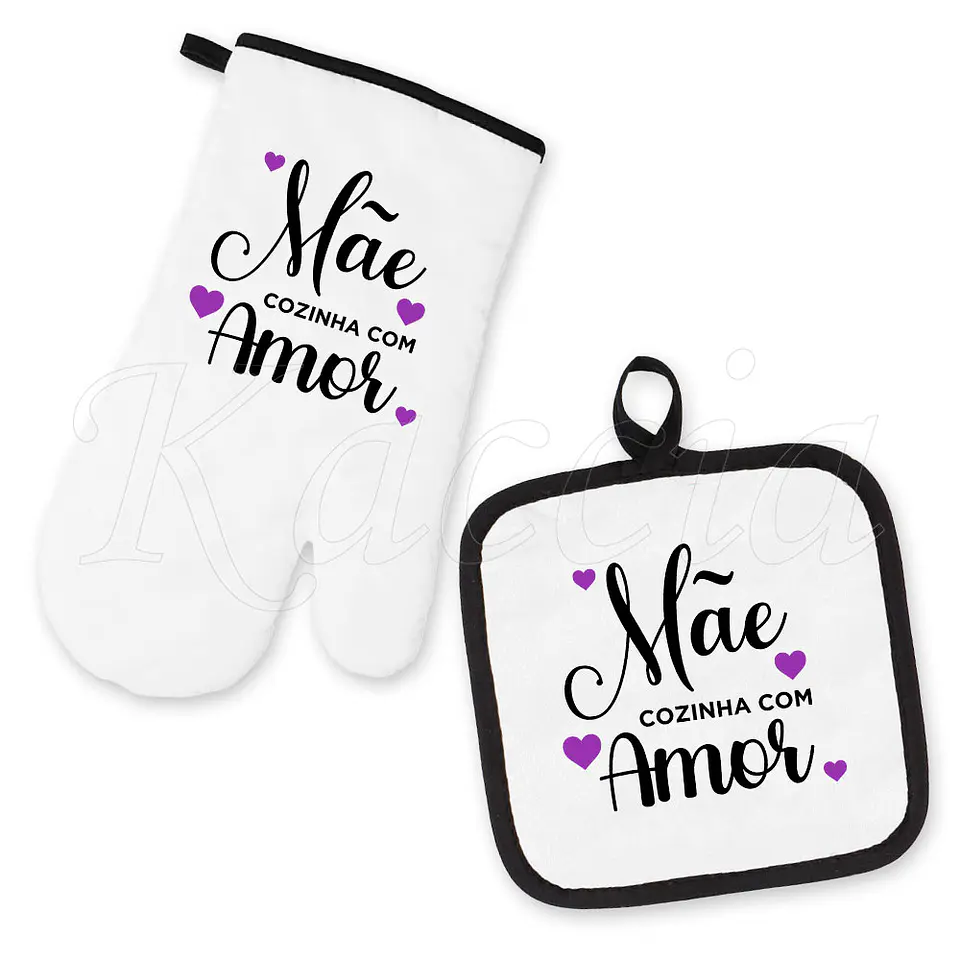 Conjunto Luva e Pega de Cozinha com Amor 1
