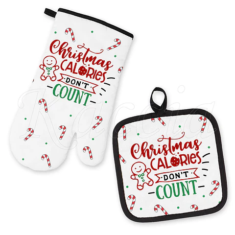 Conjunto Luva e Pega de Cozinha Natal Calories