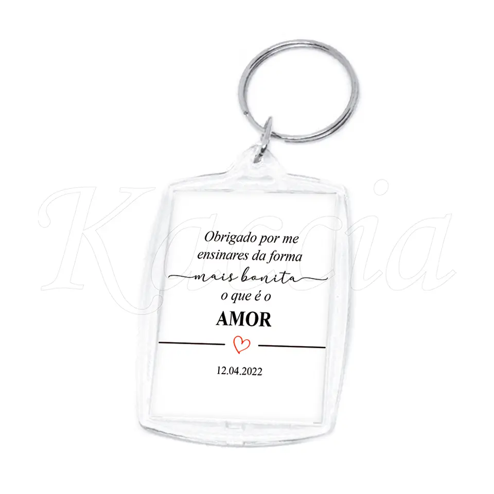 Porta-chaves Personalizado Acrílico Obrigado Amor 3