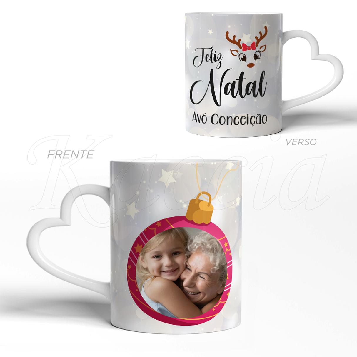 Caneca Personalizada Bola de Natal com Foto 3