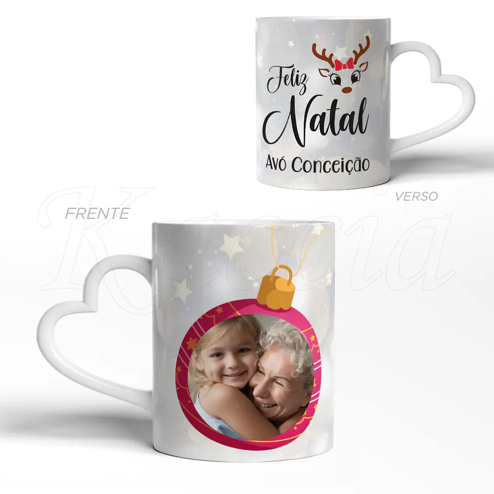 Caneca Personalizada Bola de Natal com Foto 3