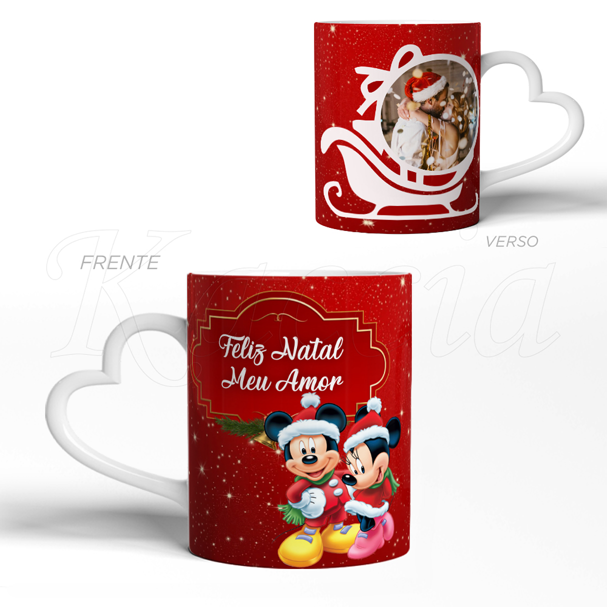 Caneca Personalizada Natal Mickey Minnie com Foto 3