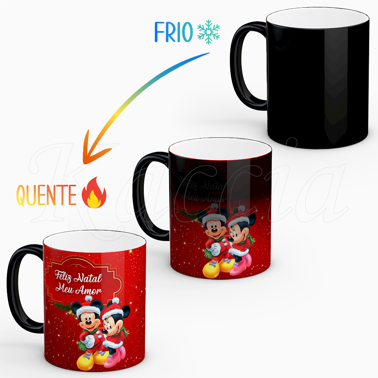 Caneca Personalizada Natal Mickey Minnie com Foto 2