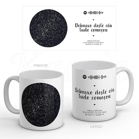 Caneca Personalizada Mapa das Estrelas Spotify