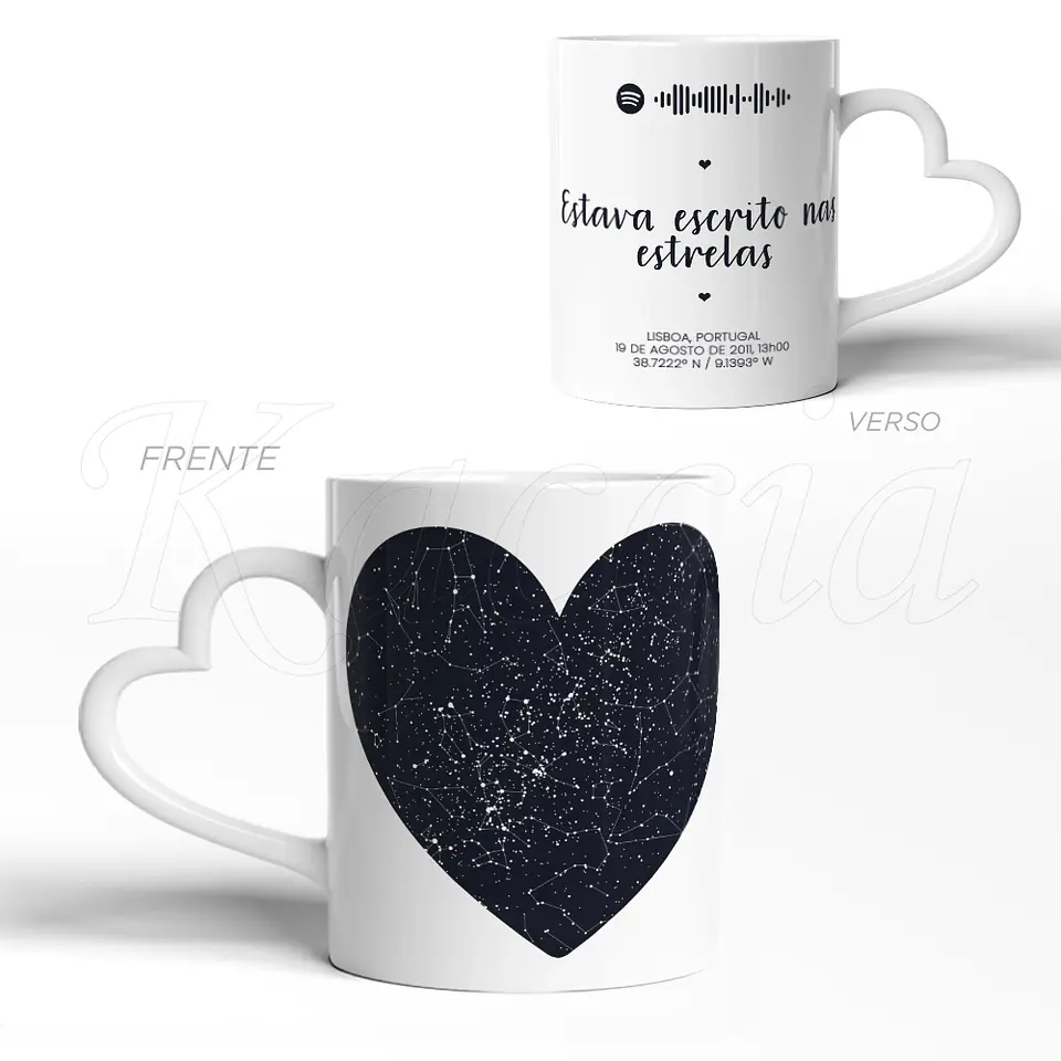 Caneca Personalizada Mapa das Estrelas Spotify Coração 3