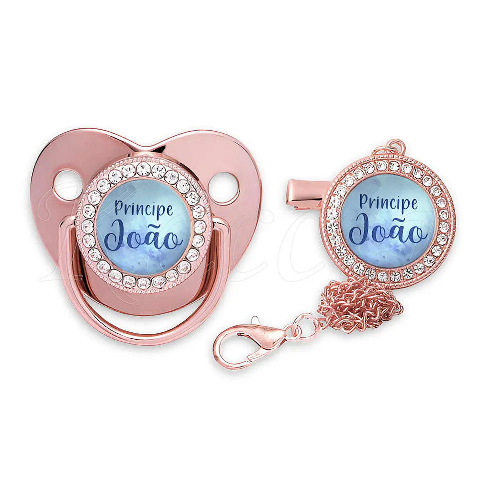 Chupeta Personalizada com Prendedor Strass Príncipe com Nome 4
