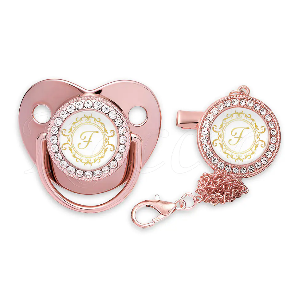 Chupeta Personalizada com Prendedor Strass Letra Inicial 4