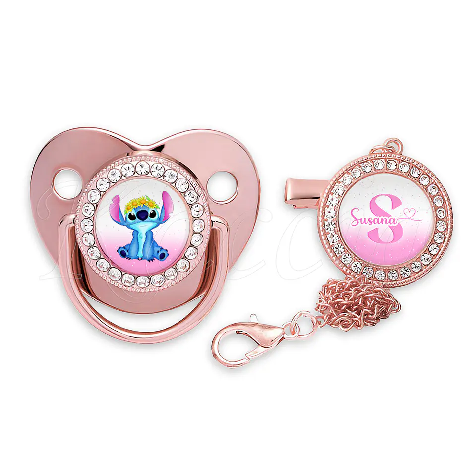 Chupeta Personalizada com Prendedor Strass Stitch com Nome 4