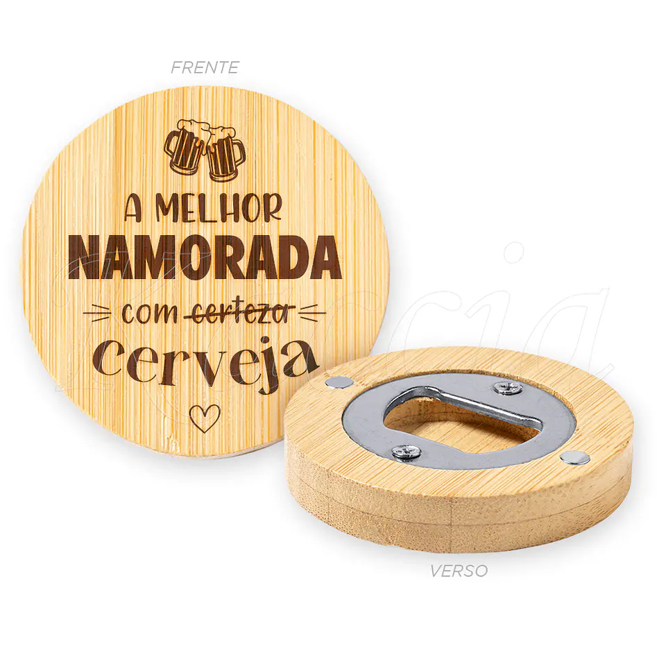 Abre-cápsulas Personalizado Íman Bambu Melhor Com Cerveja 2