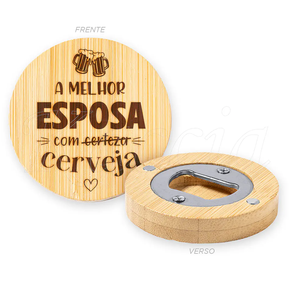 Abre-cápsulas Personalizado Íman Bambu Melhor Com Cerveja 3