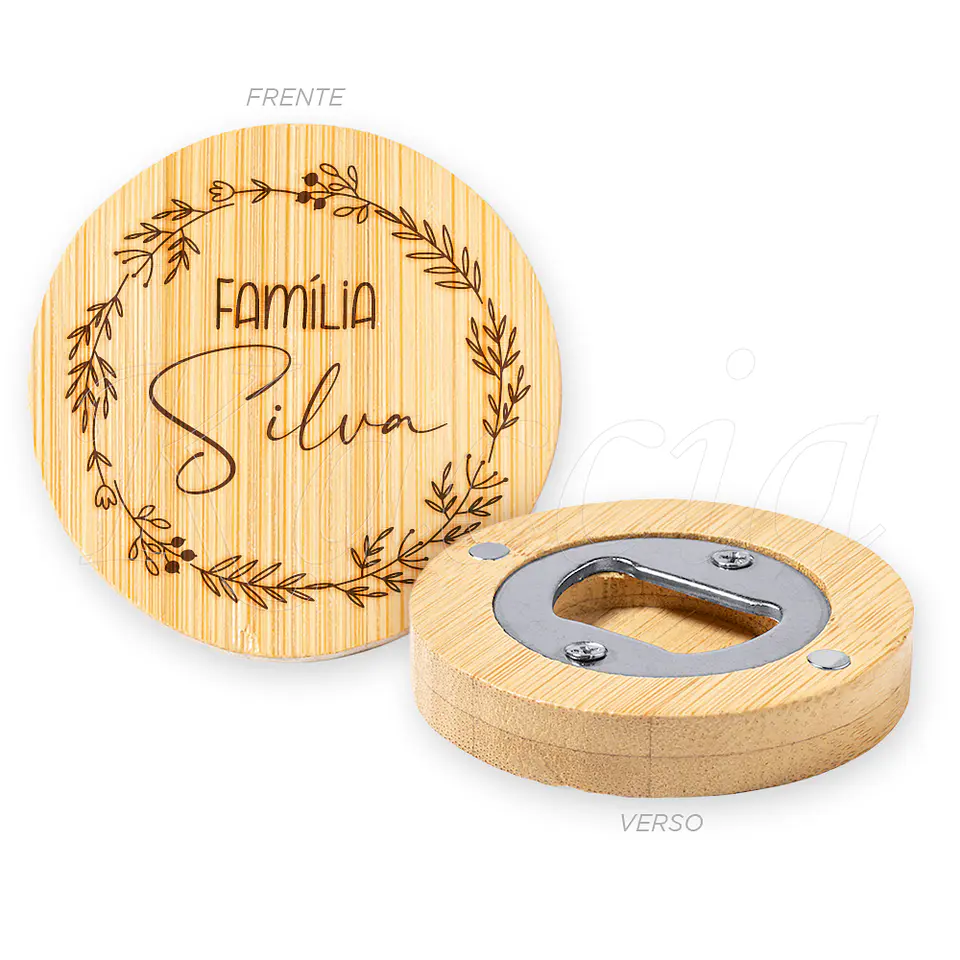 Abre-cápsulas Personalizado Íman Bambu Família 1