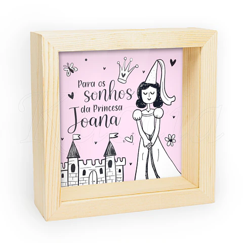 Quadro Mealheiro Personalizado Sonhos da Princesa