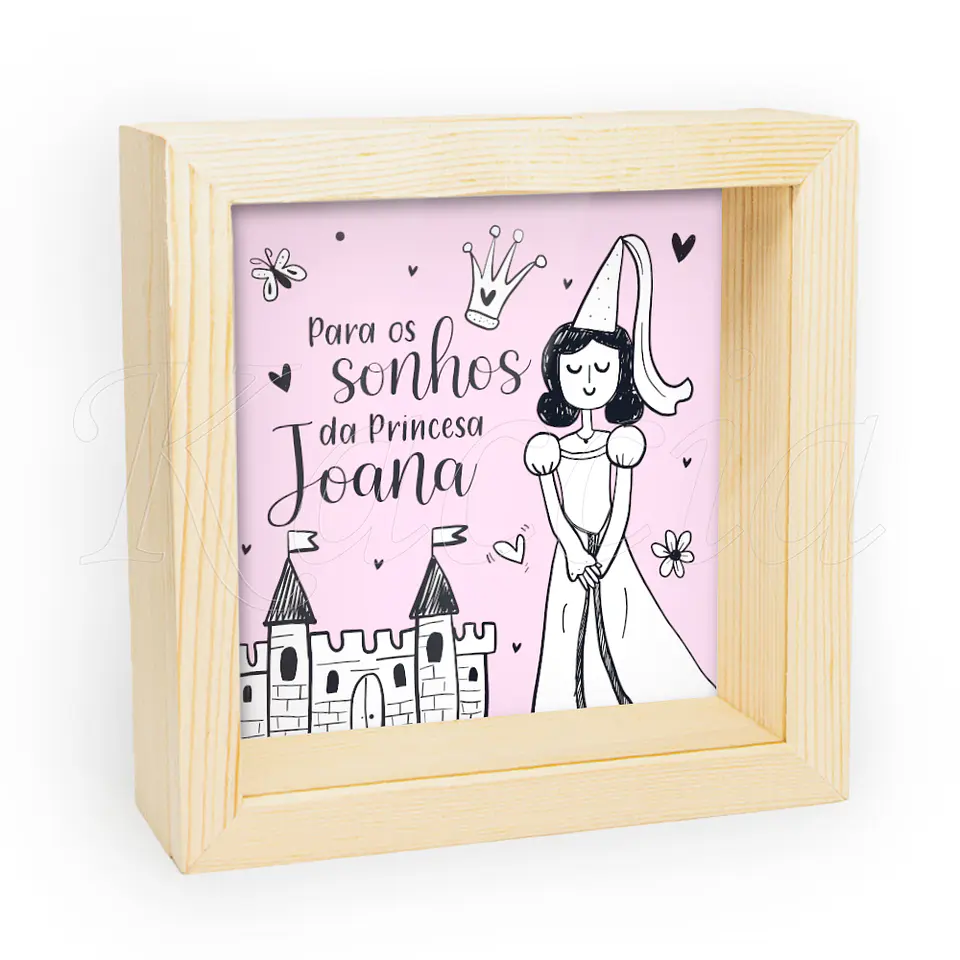 Quadro Mealheiro Personalizado Sonhos da Princesa 2