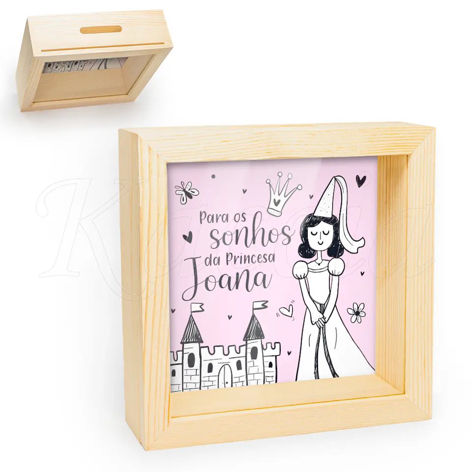 Quadro Mealheiro Personalizado Sonhos da Princesa 1