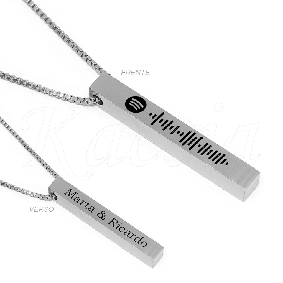 Colar Personalizado Barra 3D Spotify Aço Inox 8
