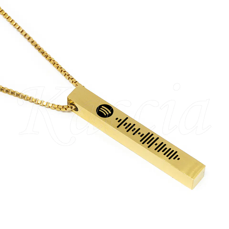 Colar Personalizado Barra 3D Spotify Aço Inox 9