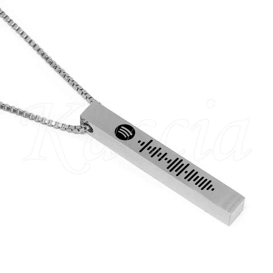 Colar Personalizado Barra 3D Spotify Aço Inox 10