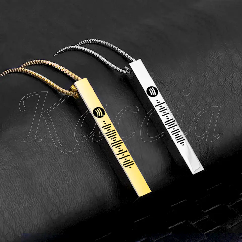 Colar Personalizado Barra 3D Spotify Aço Inox 4