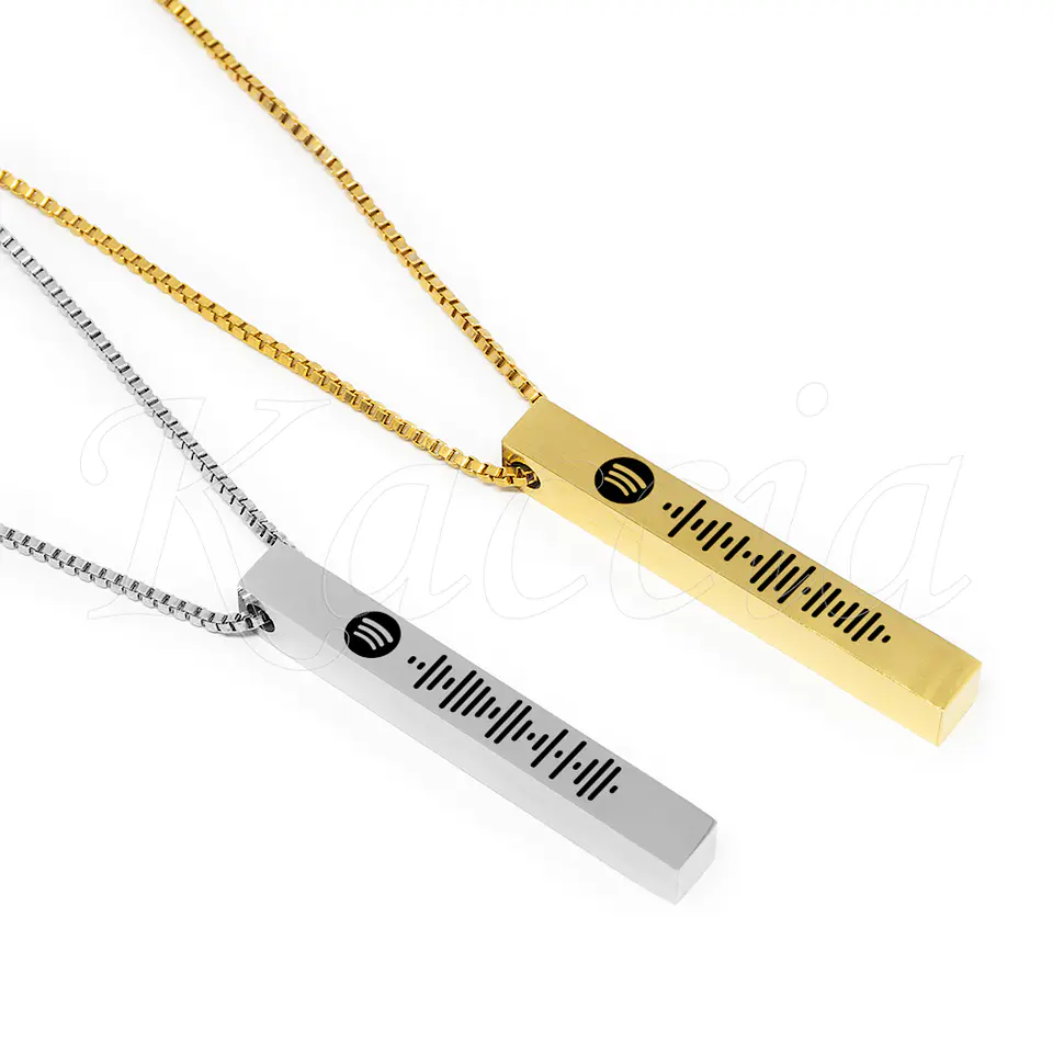 Colar Personalizado Barra 3D Spotify Aço Inox 11