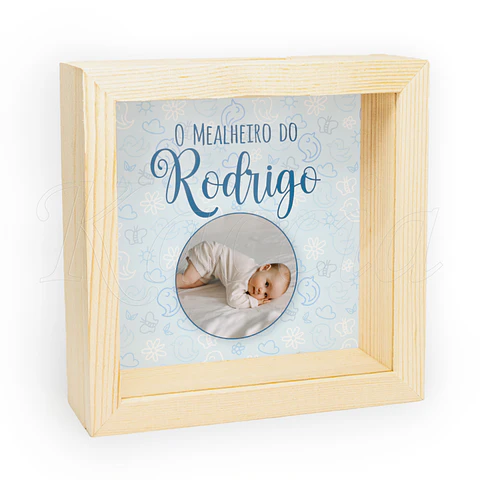 Quadro Mealheiro Personalizado Bebé Azul