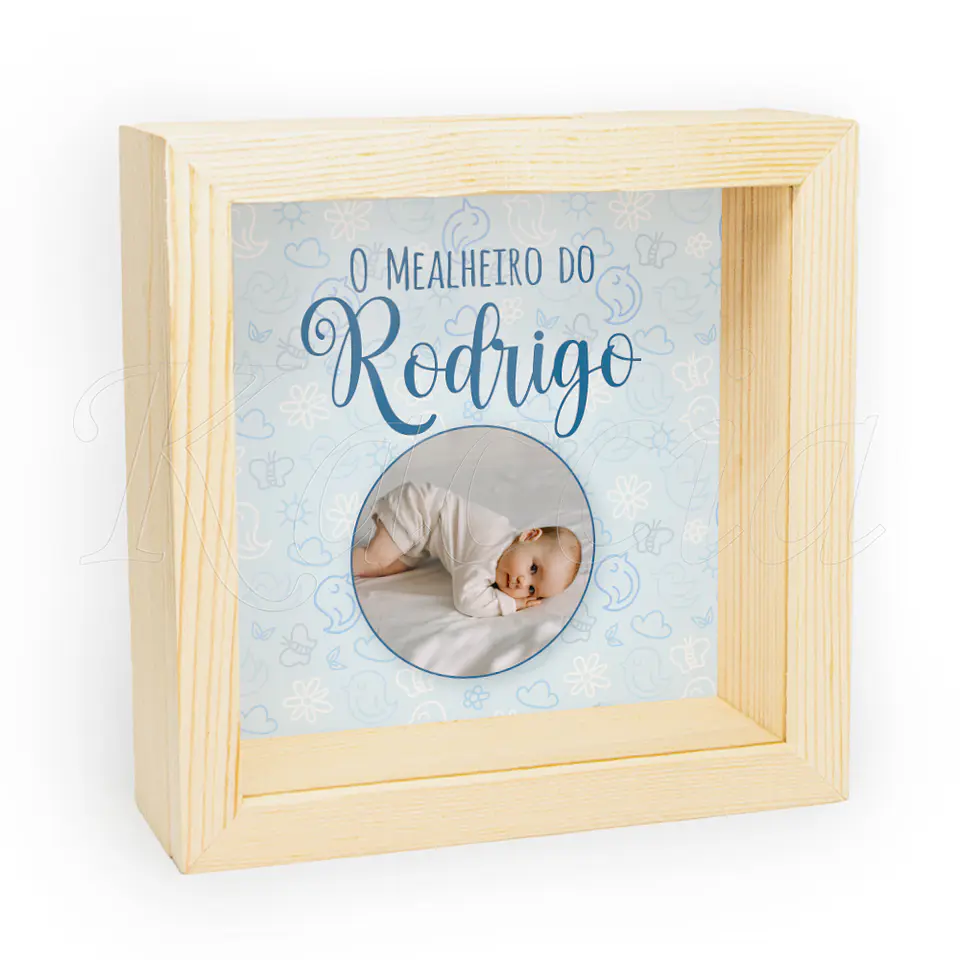 Quadro Mealheiro Personalizado Bebé Azul 2